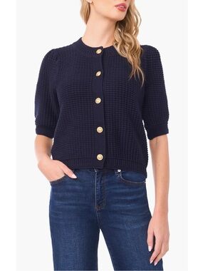 Halogen Baritone Blue Button Up Sweater NWT